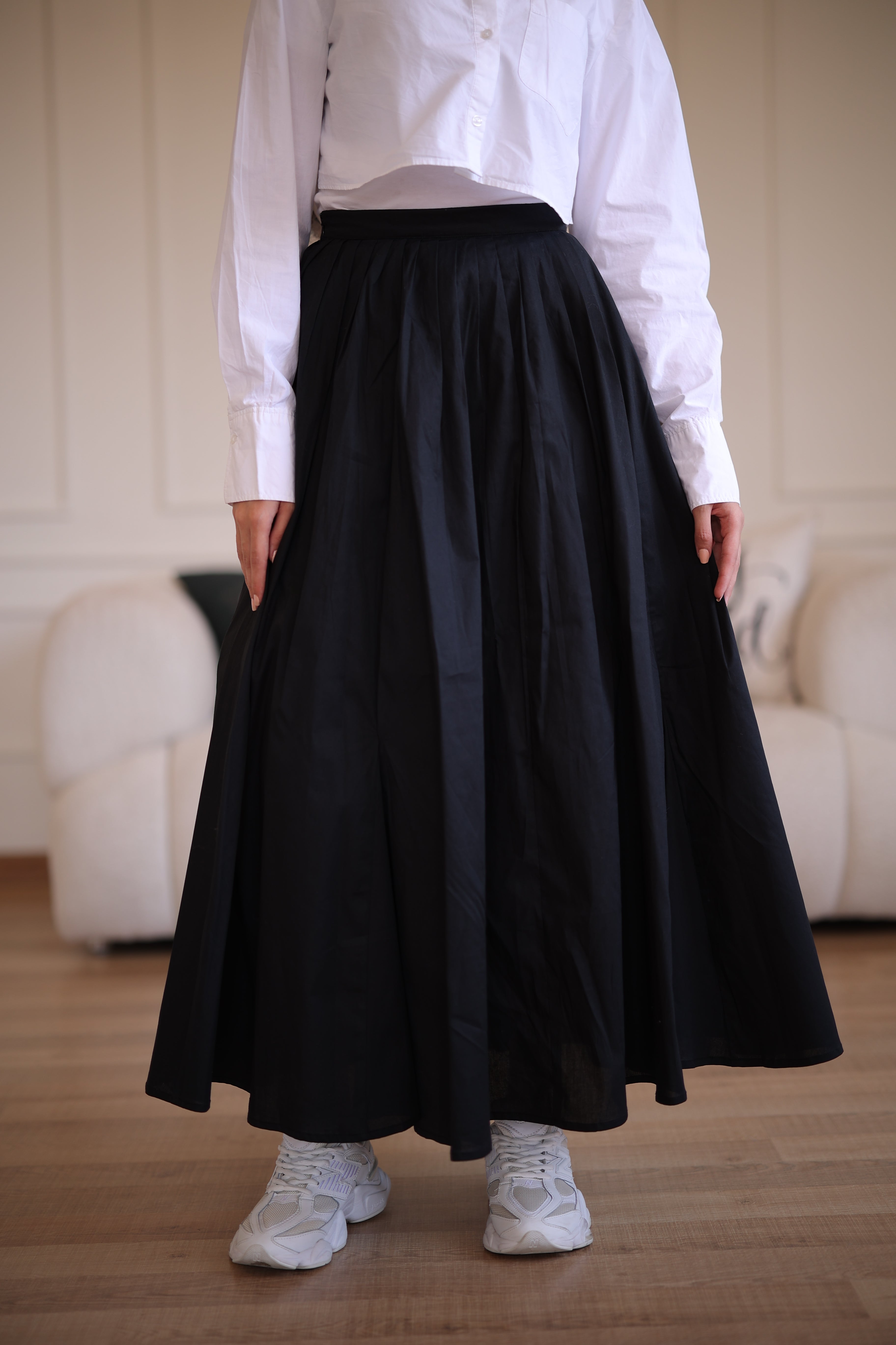 Black Ruffle Flow Skirt