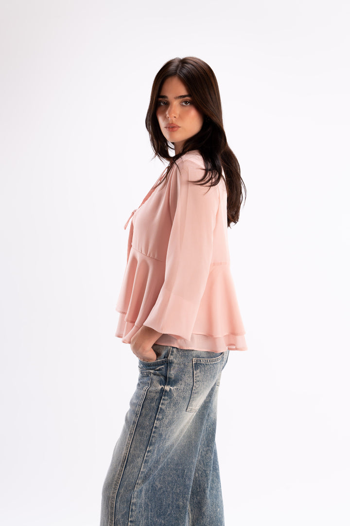 Tie Neck Chiffon Blouse