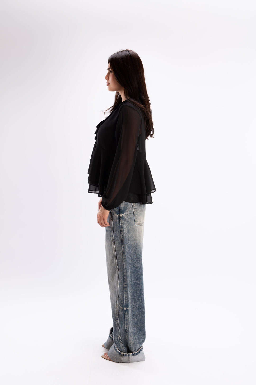 Tie Neck Chiffon Blouse
