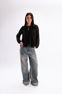 Tie Neck Chiffon Blouse