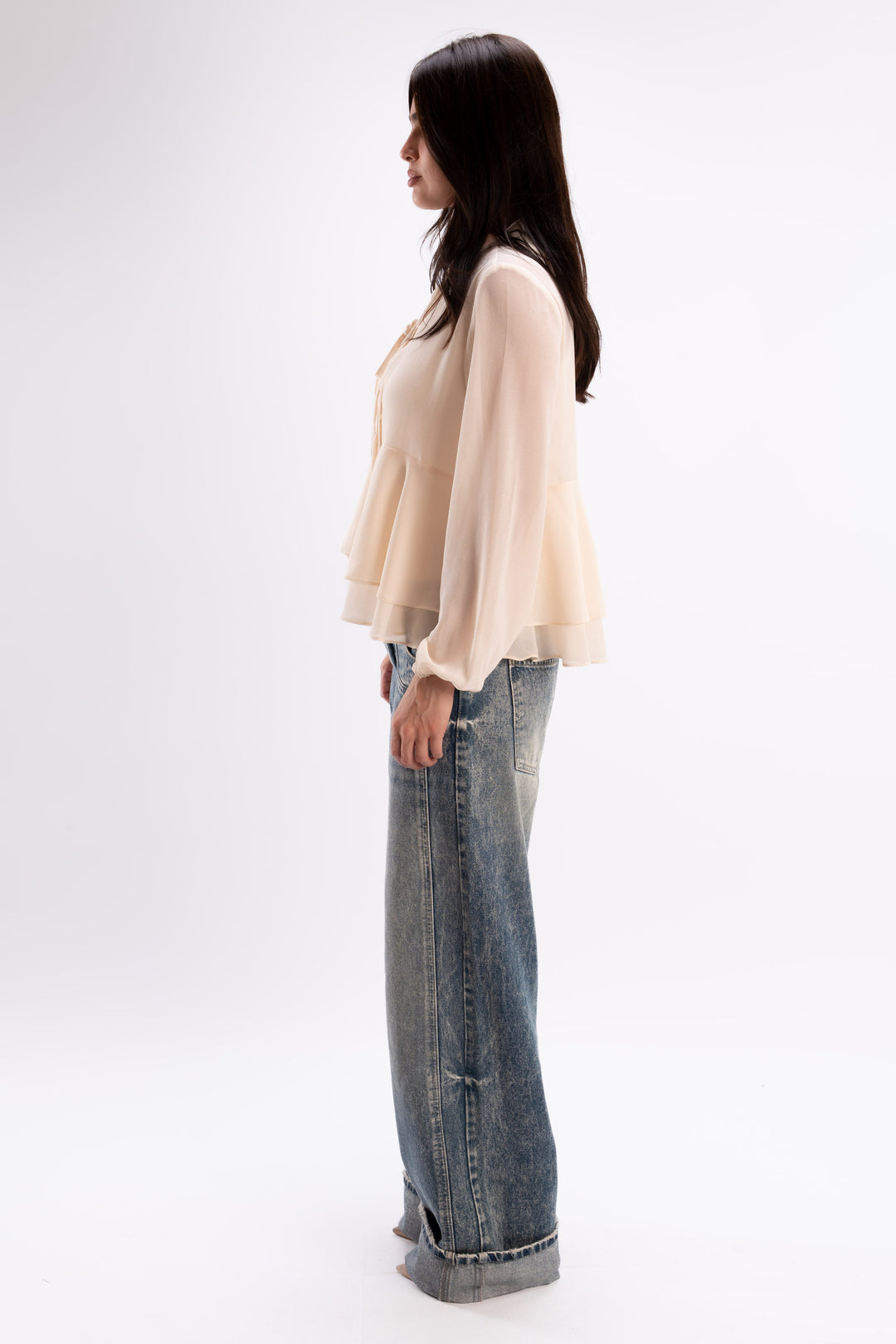 Tie Neck Chiffon Blouse
