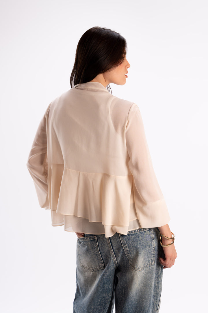 Tie Neck Chiffon Blouse
