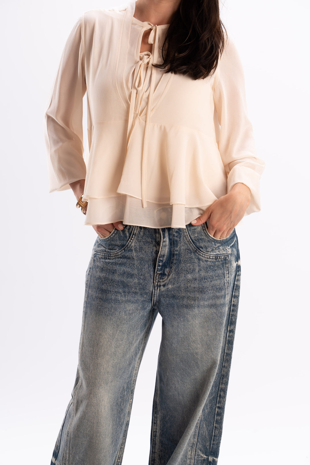 Tie Neck Chiffon Blouse