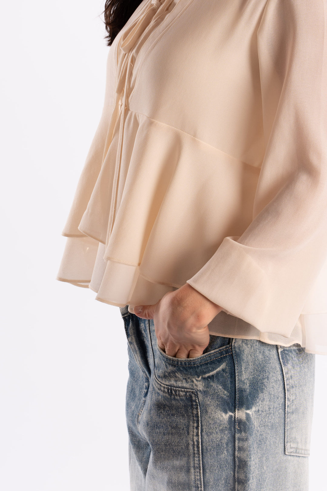 Tie Neck Chiffon Blouse