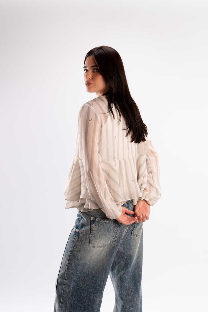 Tie Neck Chiffon Blouse