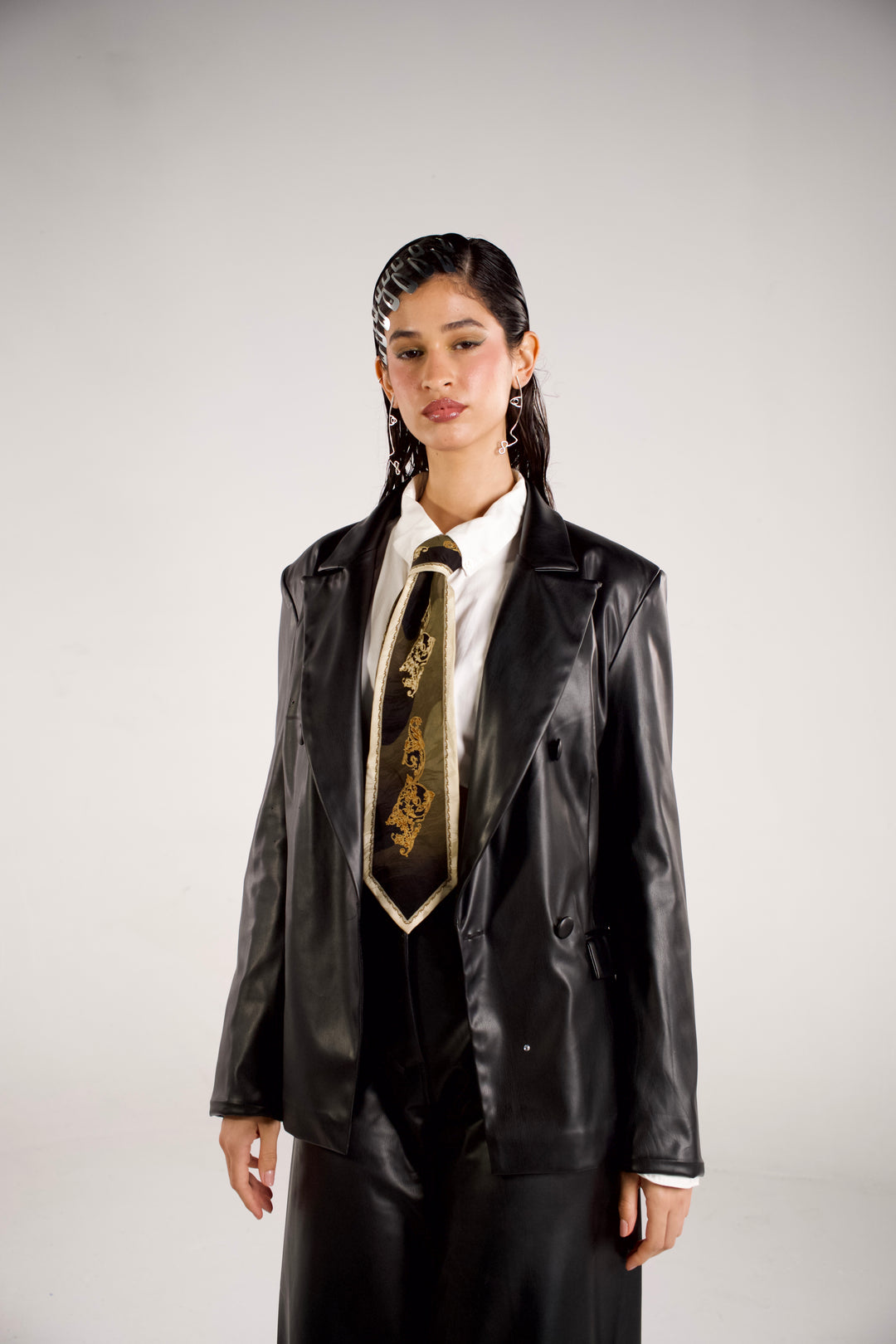 Structured Leather Blazer