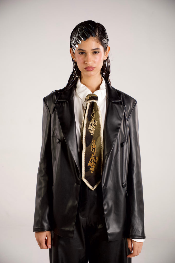 Structured Leather Blazer