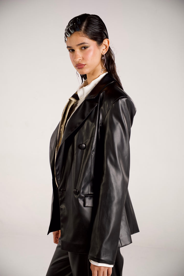Structured Leather Blazer
